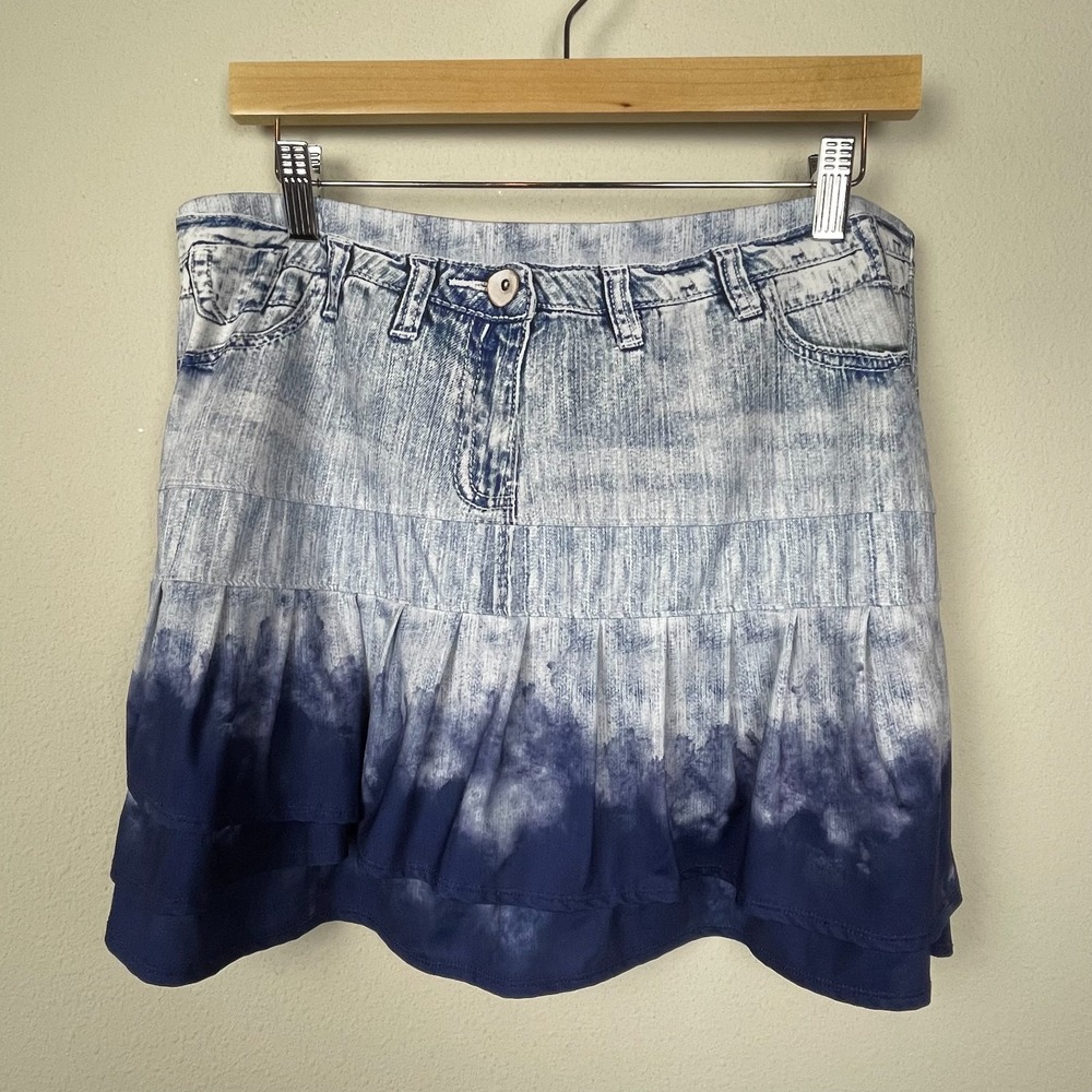 Lucky In Love XL‎ Denim-Look Tiered Skort Skirt Tenniscore Athleisure